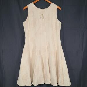 Julian Taylor New York Sleeveless Keyhole Dress Ivory Roses Size 16